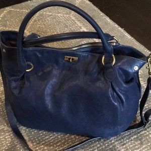 Navy leather bag